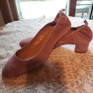 JCrew Anya Suede Block Heel Sz10 Warm Walnut